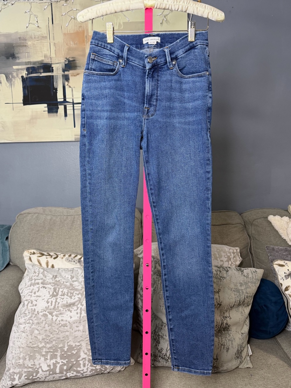 Good American Good Legs Skinny Jeans Size 2 Medium Wash Stretch Denim